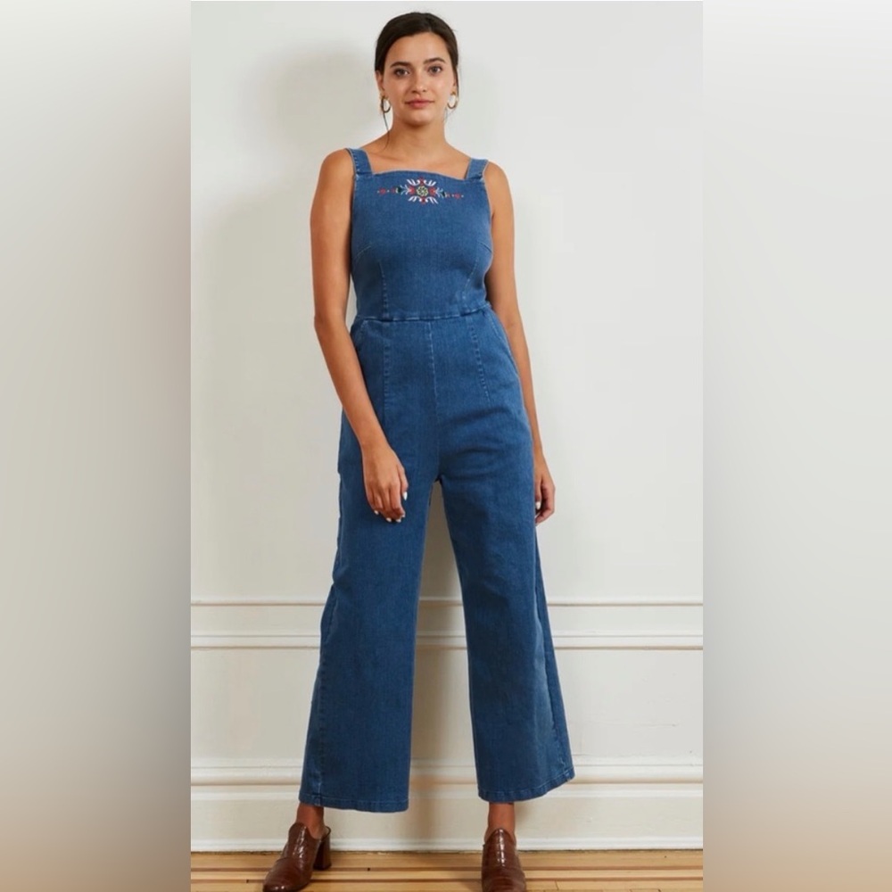 NWT LOUP EMBROIDERED โBRENDAโ JEAN JUMPSUIT